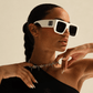 White Rectangle Sunglasses
