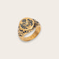 BLUE HEART SIGNET RING IN GOLD