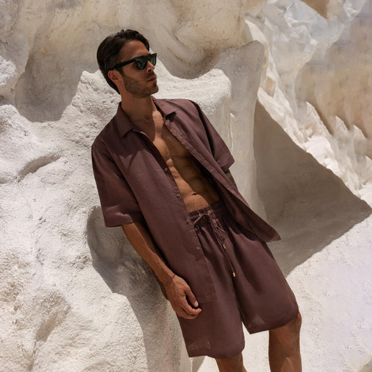 Santai Linen Set In Cacao