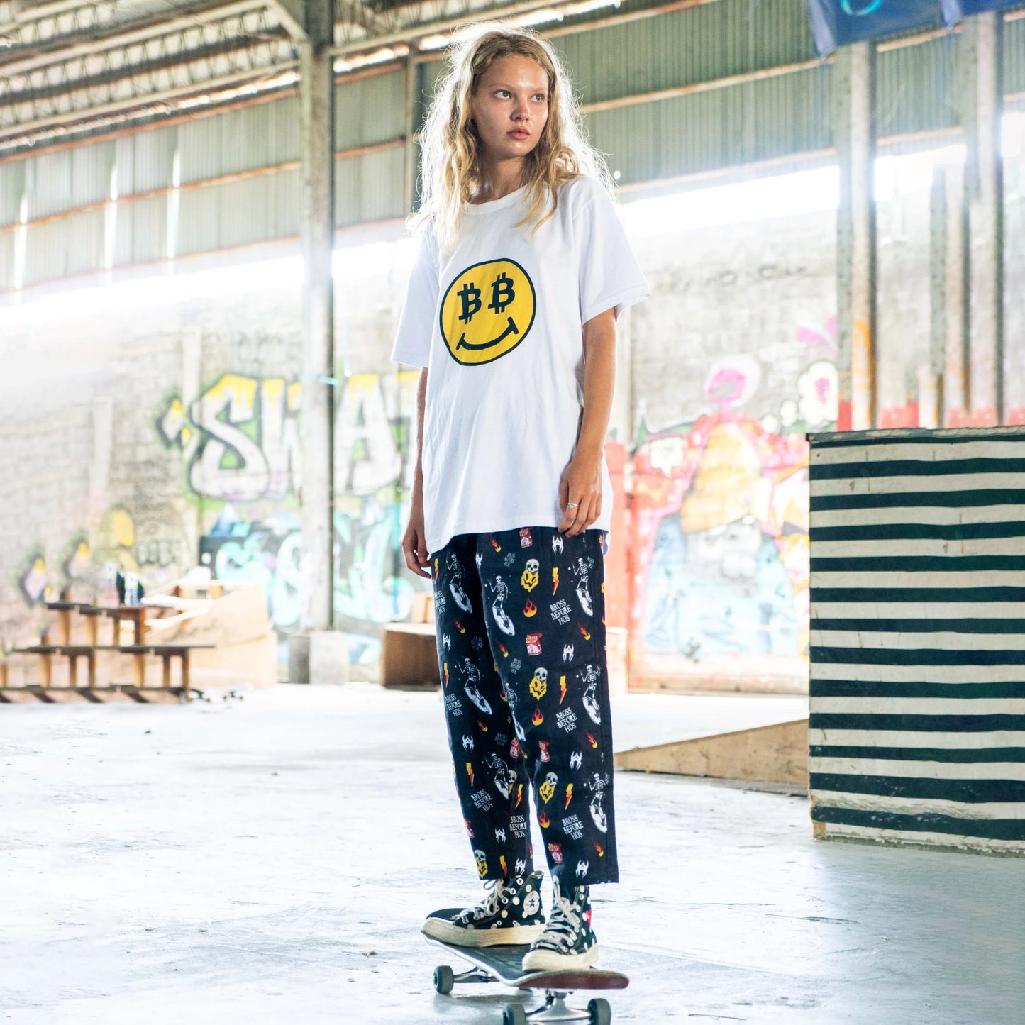 LINEN PANTS BBH SIGNATURE PRINT BLACK