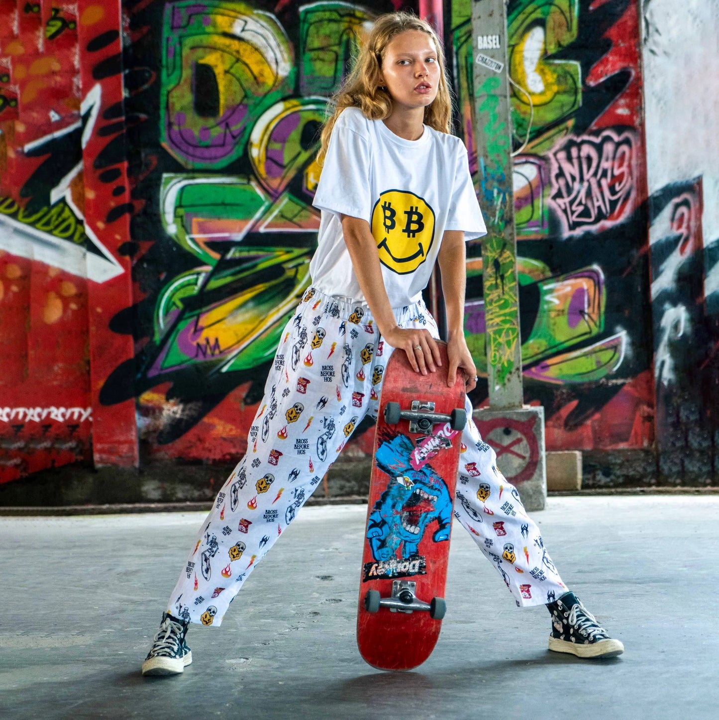 LINEN PANTS BBH SIGNATURE PRINT WHITE