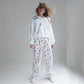LINEN PANTS BBH SIGNATURE PRINT WHITE