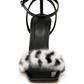 Black & White Fur Strap Heels