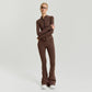 MODEL P02.28 SET TOP AND FLARED PANTS BROWN