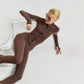 MODEL P02.28 SET TOP AND FLARED PANTS BROWN