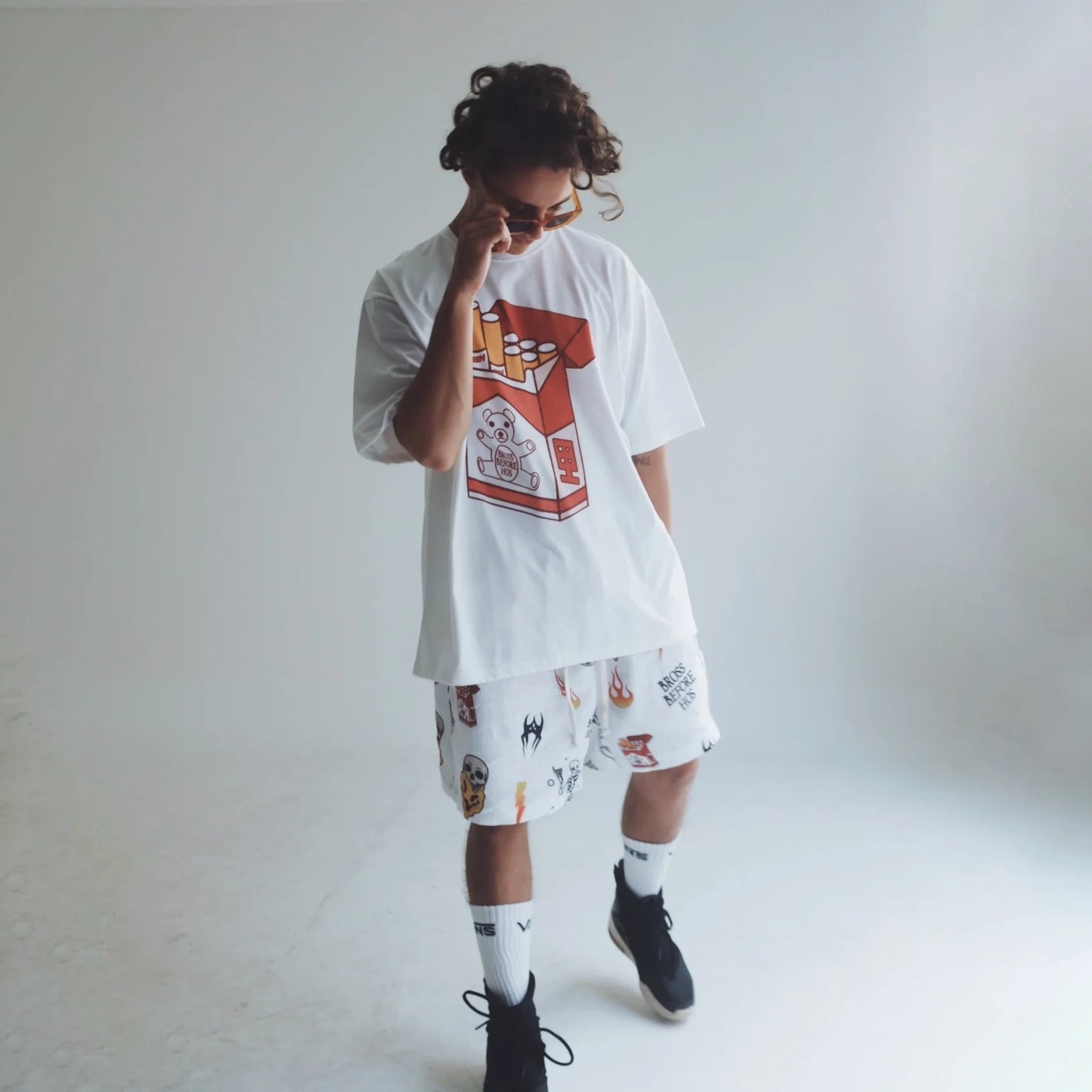 T-SHIRT CIGARETTE PRINT WHITE-RED