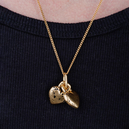 TWO HEART LOCK PENDANT IN GOLD