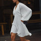 JOJI WHITE LINEN CRINKLE DRESS