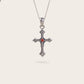 VINTAGE CROSS GEMSTONE NECKLACE IN SILVER