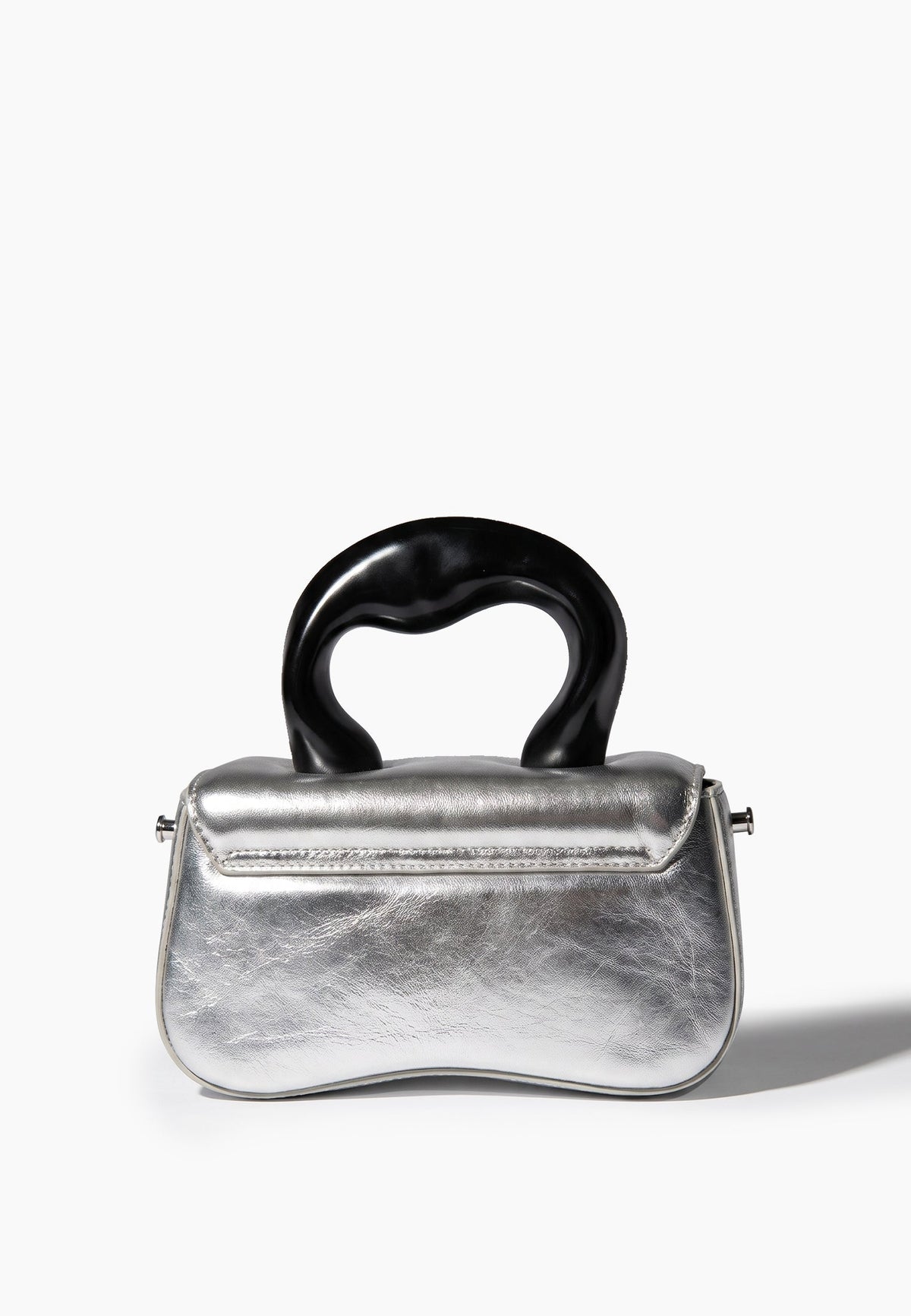 Silver Sculptural-Handle Evening Bag