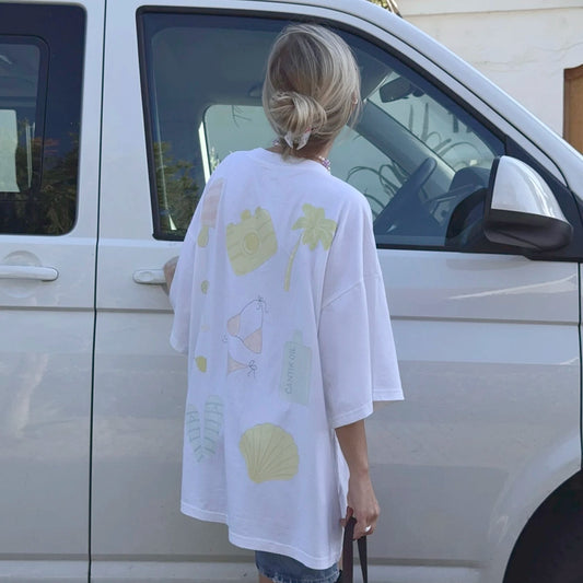 BEACH VIBES WASHED T-SHIRT IN WHITE