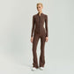 MODEL P02.28 SET TOP AND FLARED PANTS BROWN