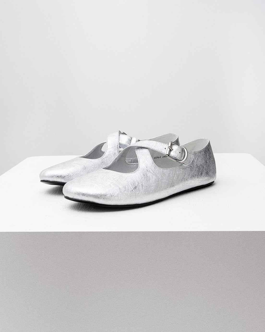 Silver Mary Jane Flats