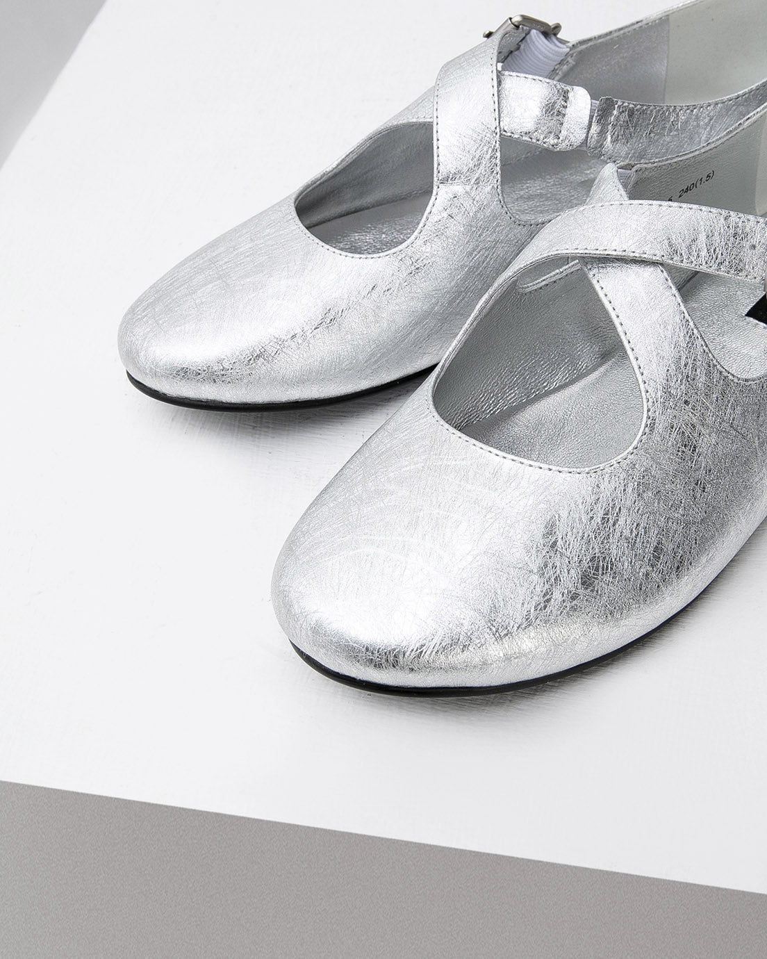Silver Mary Jane Flats