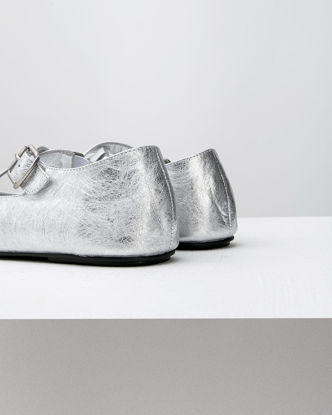 Silver Mary Jane Flats