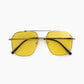 Silver Yellow-Tinted Aviator Sunglasses