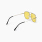 Silver Yellow-Tinted Aviator Sunglasses