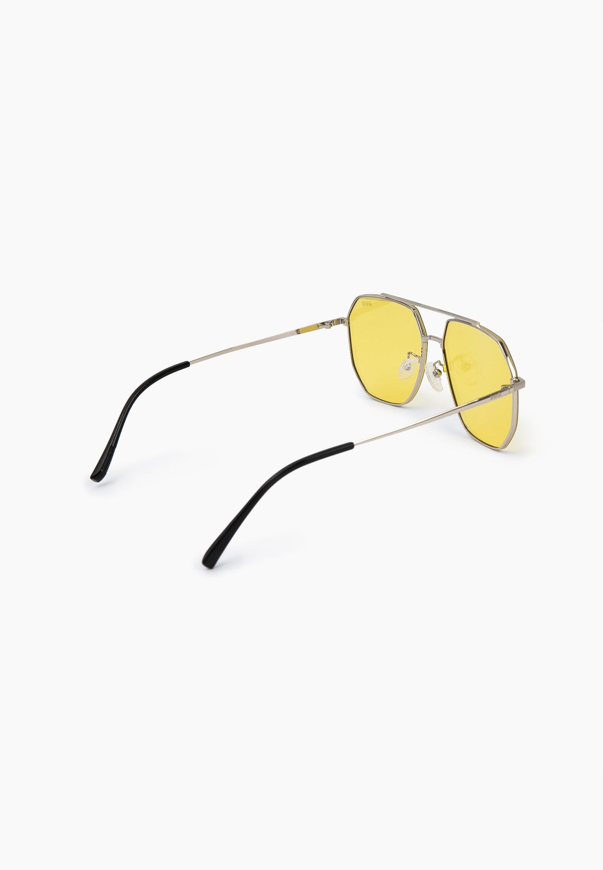 Silver Yellow-Tinted Aviator Sunglasses