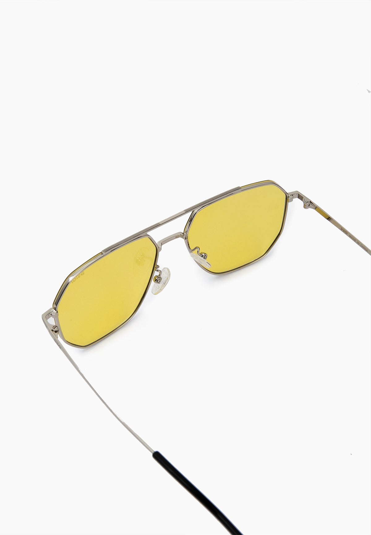 Silver Yellow-Tinted Aviator Sunglasses