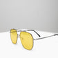 Silver Yellow-Tinted Aviator Sunglasses