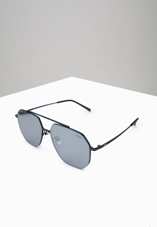 Navy Geometric Aviator Sunglasses