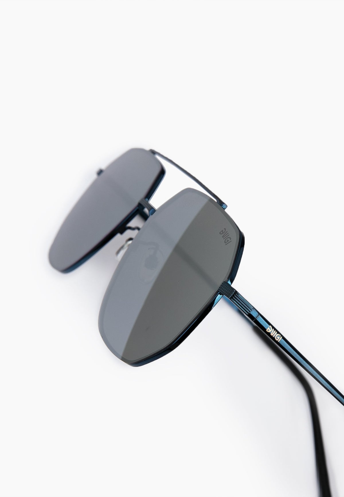 Navy Geometric Aviator Sunglasses