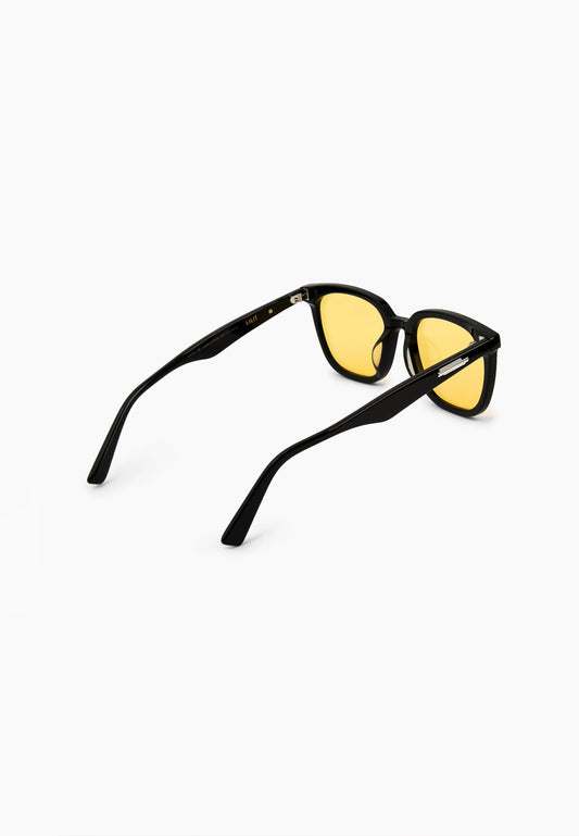 Black Amber-Lens Square Sunglasses