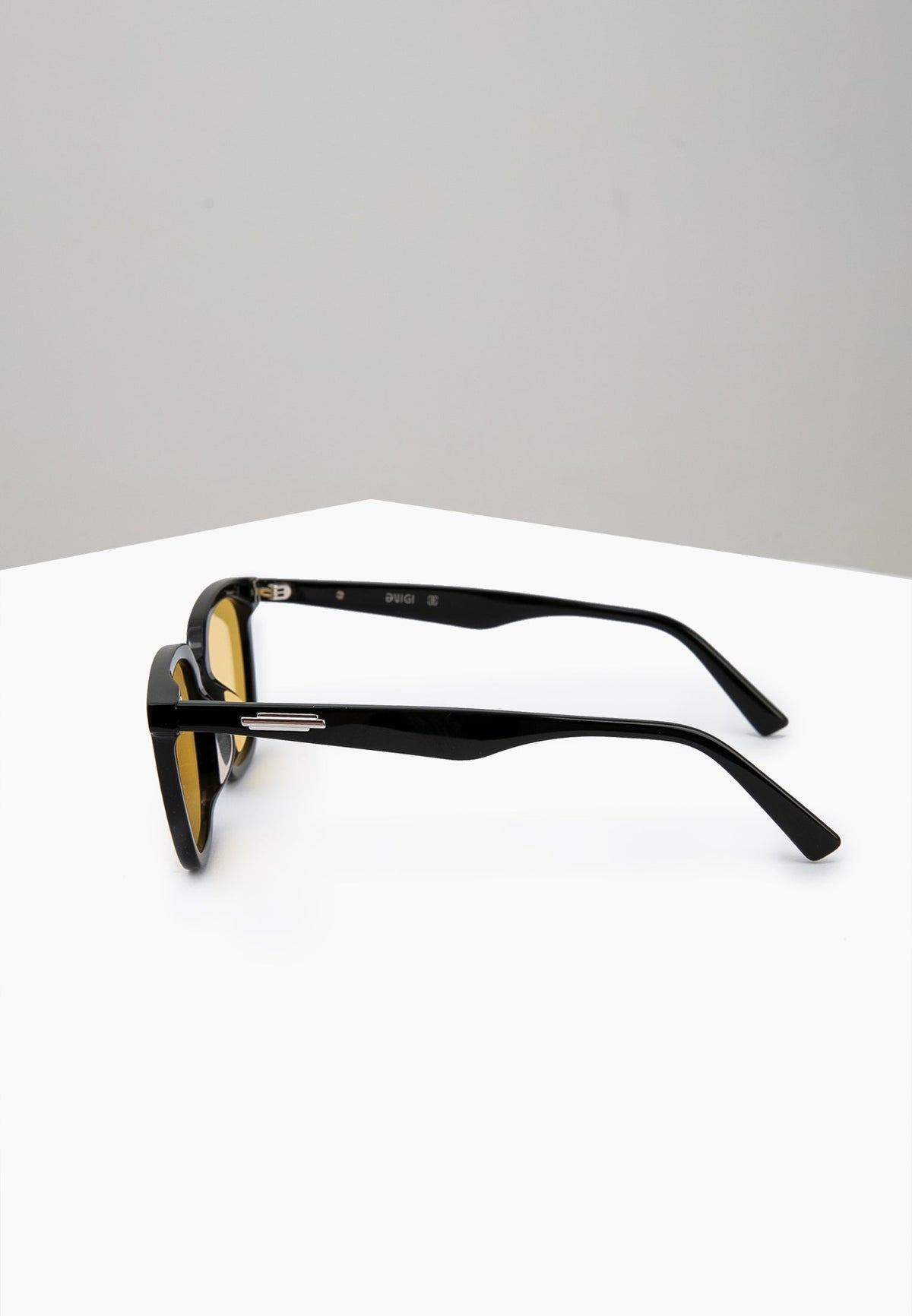 Black Amber-Lens Square Sunglasses