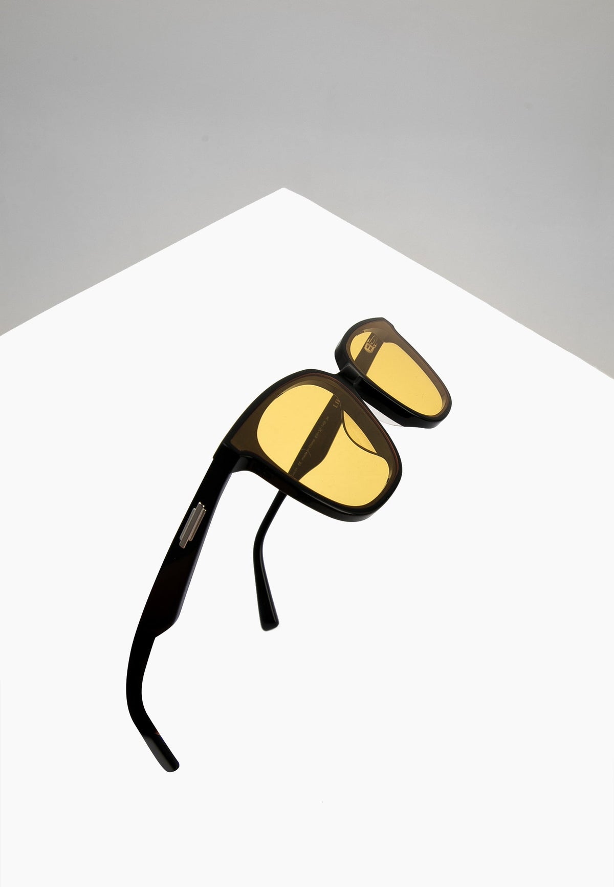 Black Amber-Lens Square Sunglasses