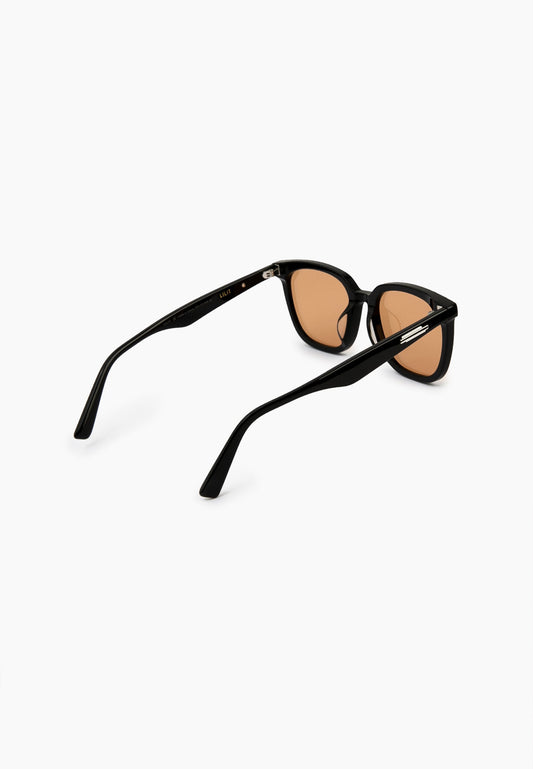 Black Cognac-Lens Square Sunglasses