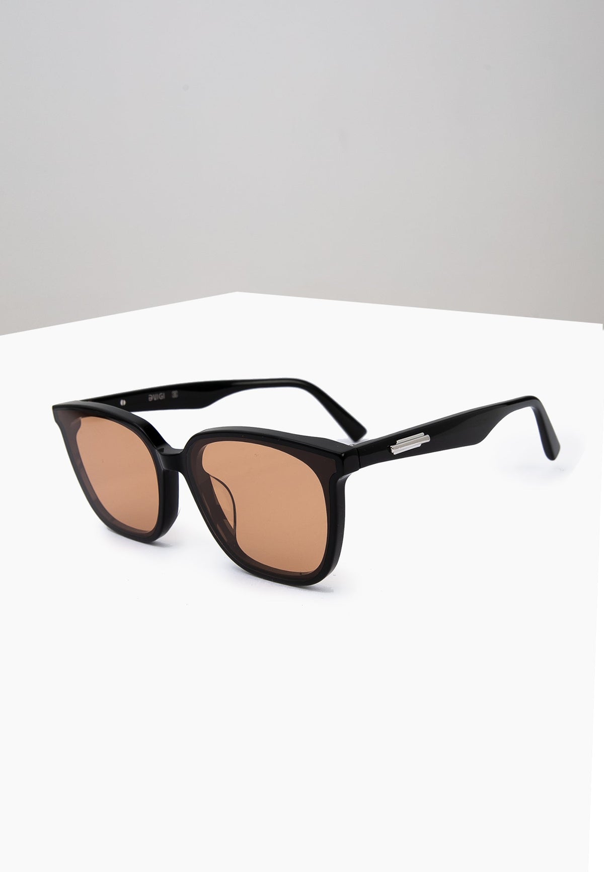 Black Cognac-Lens Square Sunglasses