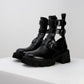 Black Cut-Out Buckle Boots
