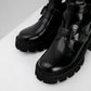Black Cut-Out Buckle Boots