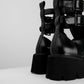 Black Cut-Out Buckle Boots