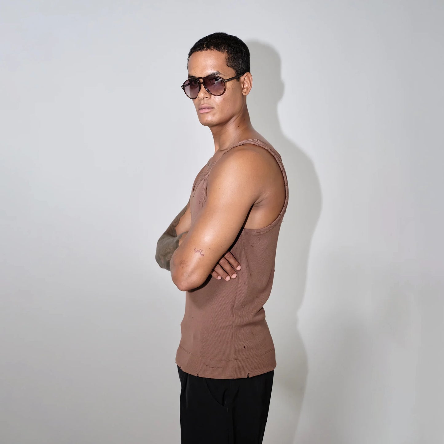 Baby Distressed Singlet In Chocolate