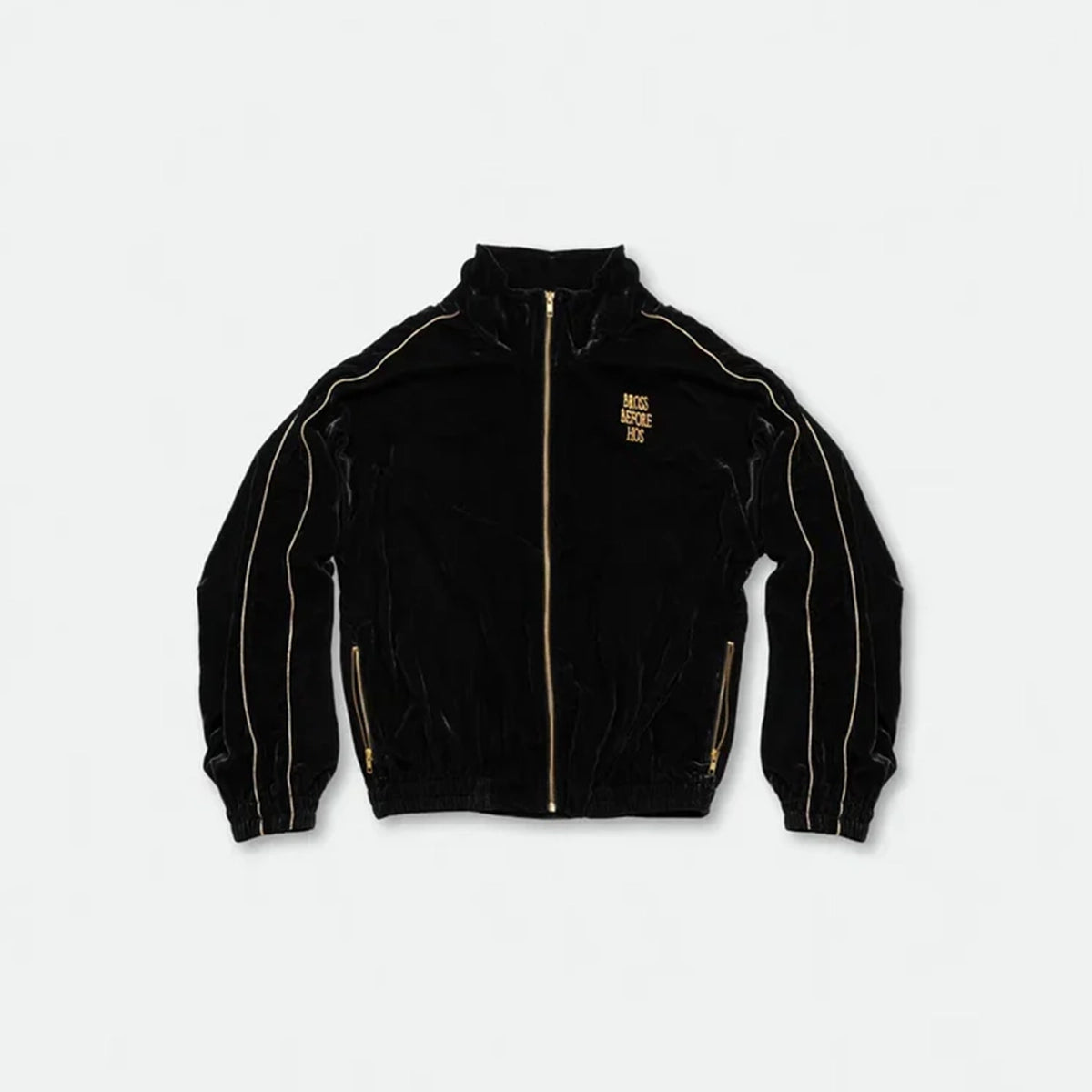 SILK VELVET TRACK JACKET BLACK