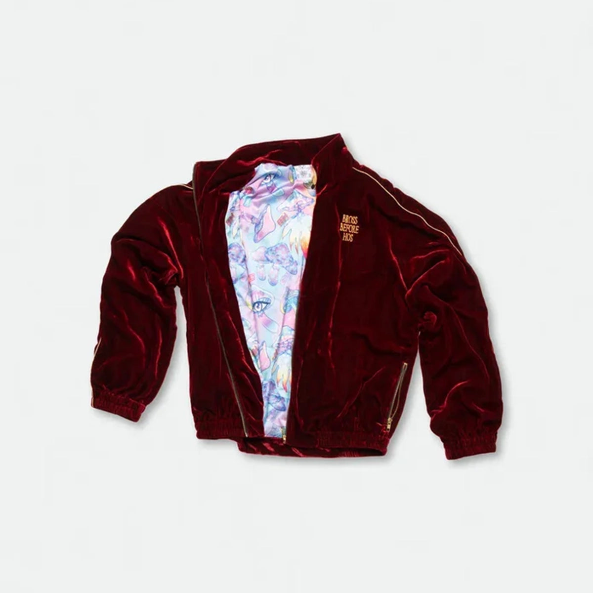 SILK VELVET TRACK JACKET RED
