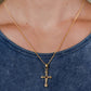 VINTAGE CROSS GEMSTONE NECKLACE IN GOLD