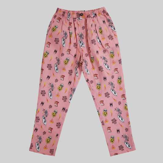 LINEN PANTS BBH SIGNATURE PRINT PINK