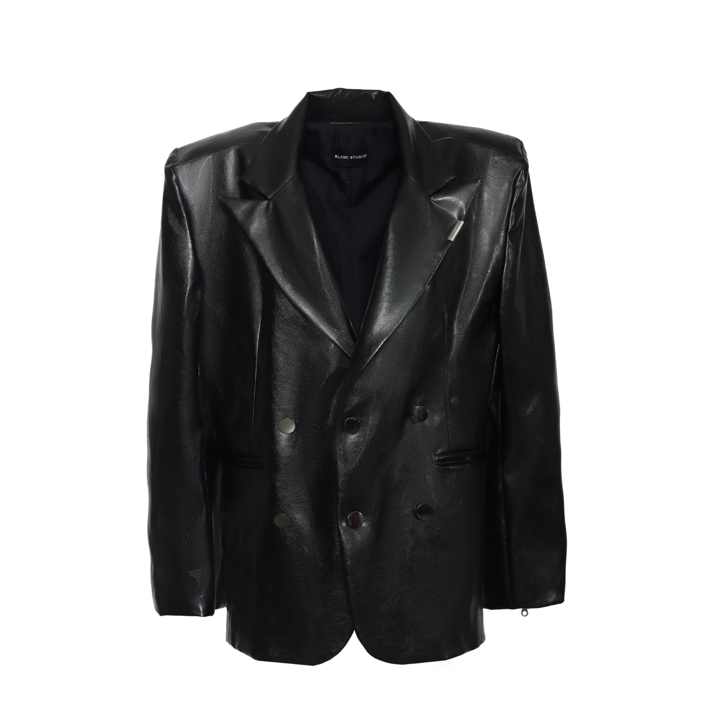 SLAB STRUCTURED BLAZER FAUX LEATHER