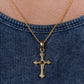 VINTAGE CROSS GEMSTONE NECKLACE IN GOLD