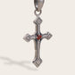 VINTAGE CROSS GEMSTONE NECKLACE IN SILVER