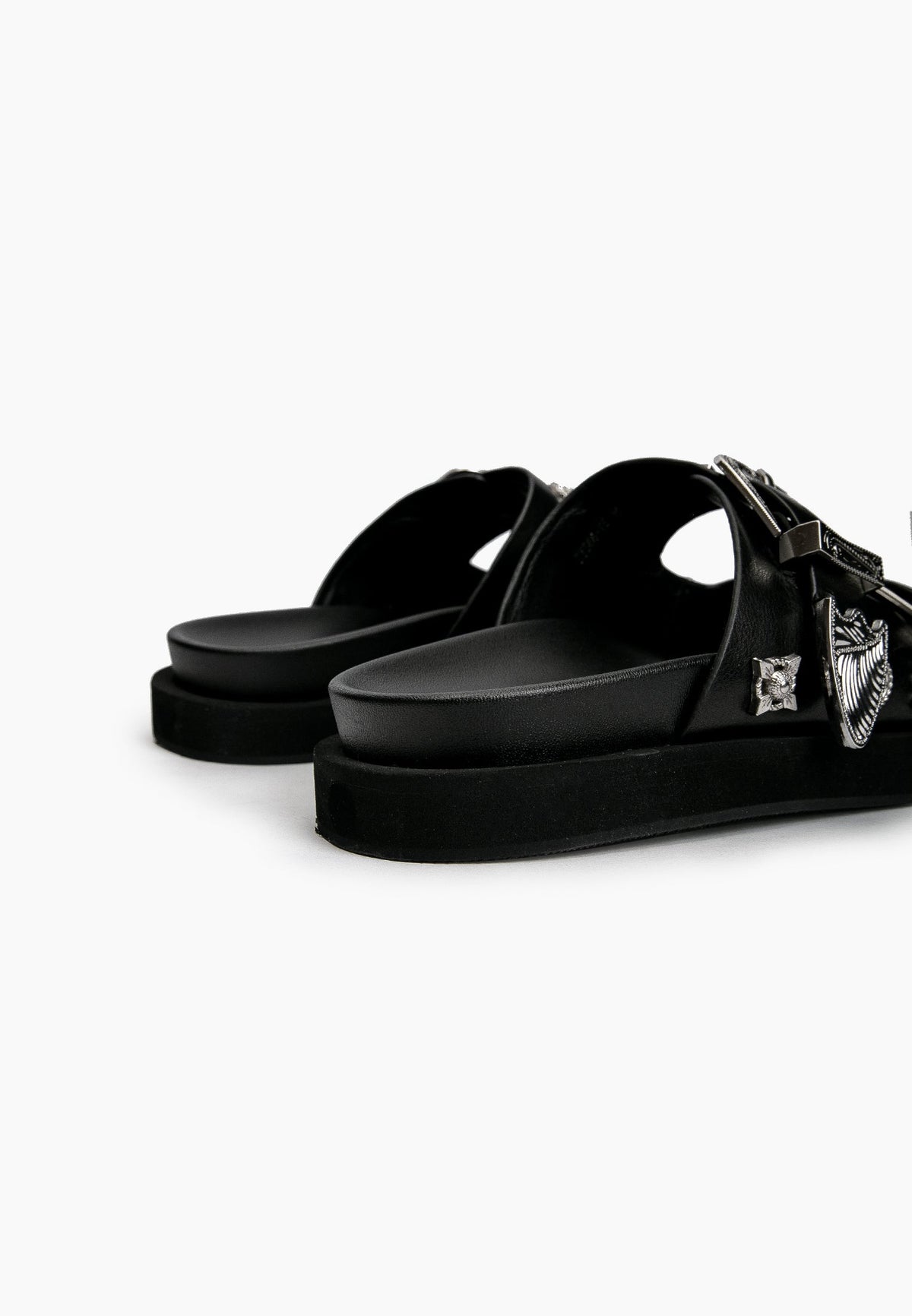 Black Studded Slides