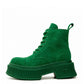 Green Suede Platform Boots