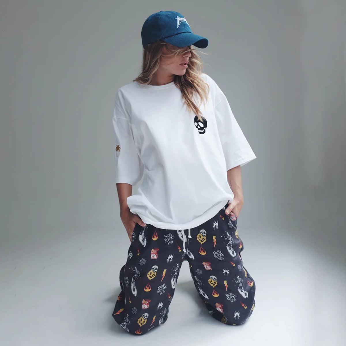 LINEN PANTS BBH SIGNATURE PRINT BLACK