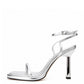 Silver Leather Heels Sandals