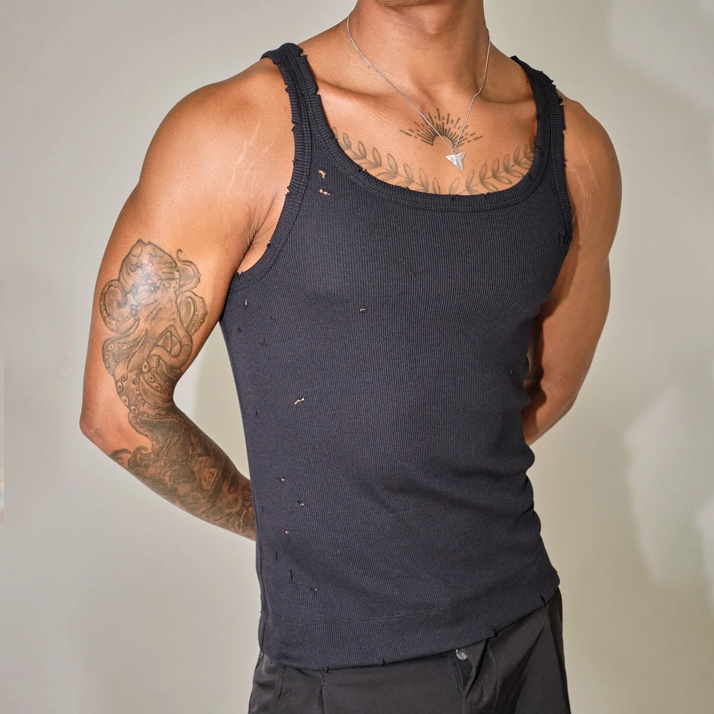 Baby Distressed Singlet In Black