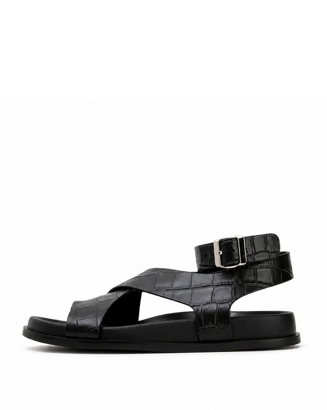 Black Croc Sandals