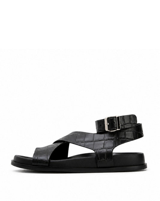 Black Croc Sandals