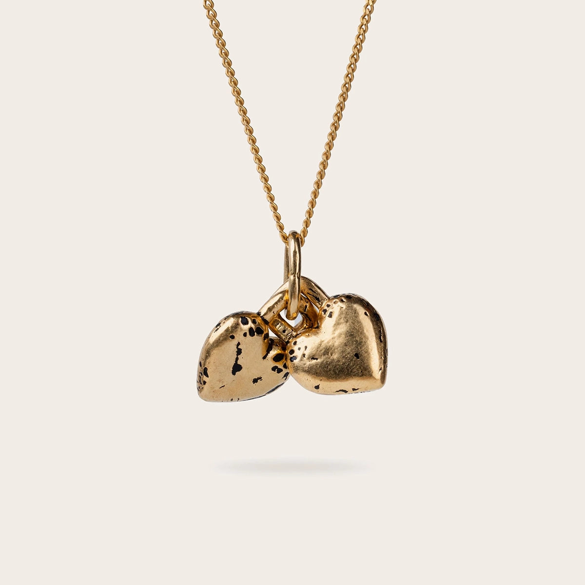 TWO HEART LOCK PENDANT IN GOLD